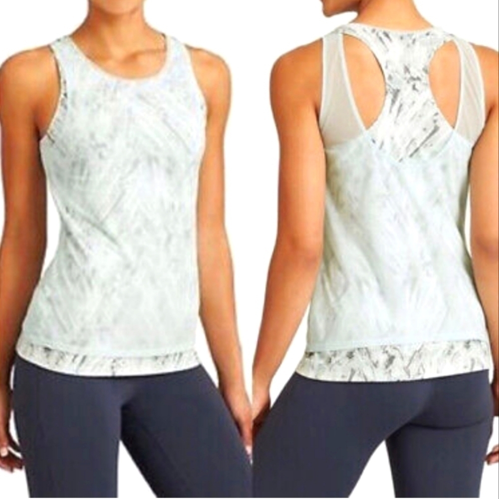 Athleta Palm Radiance double layer tank top size M green gray